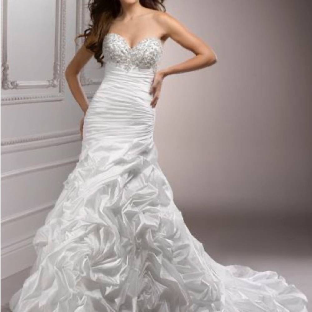 Maggie Sottero White Bridal Gown with Beaded Accents